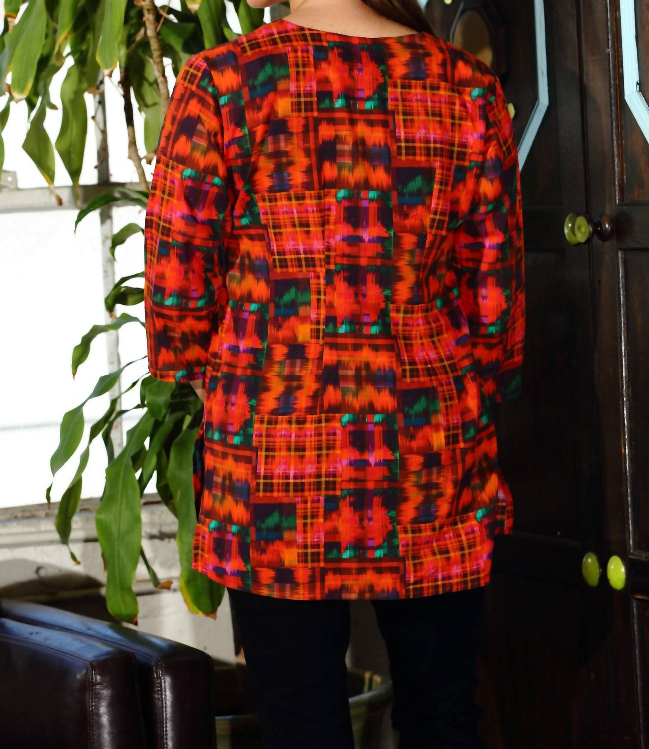 Plaid V-neck Tunic