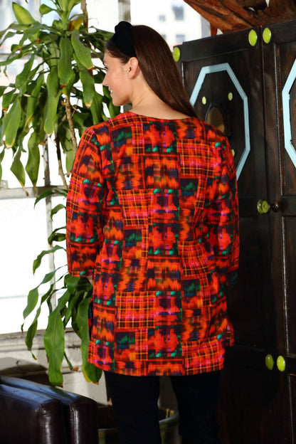 Plaid V-neck Tunic
