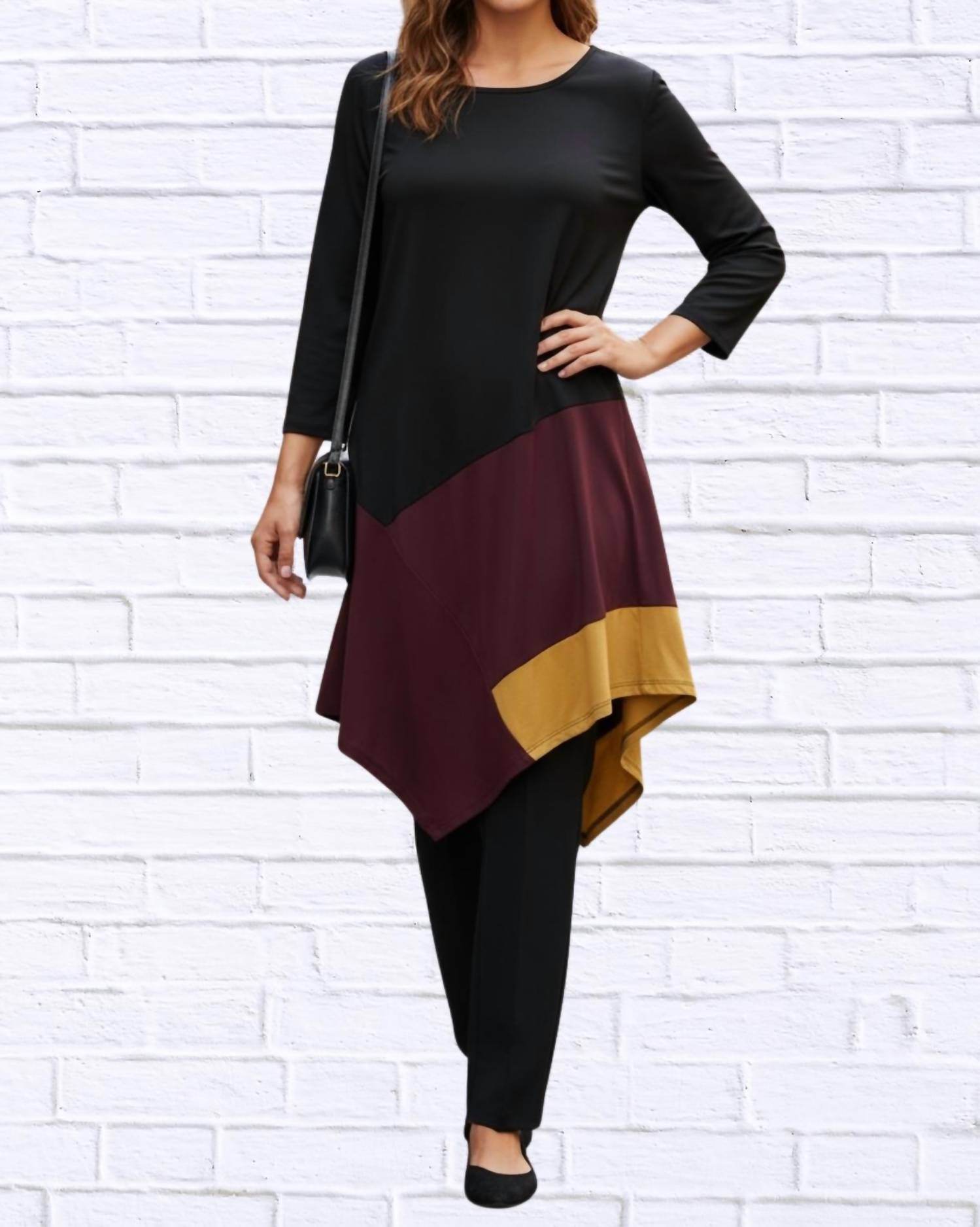 Diva USA - Colorblock Asymmetrical Hem Knit Tunic - Rack Hunt -