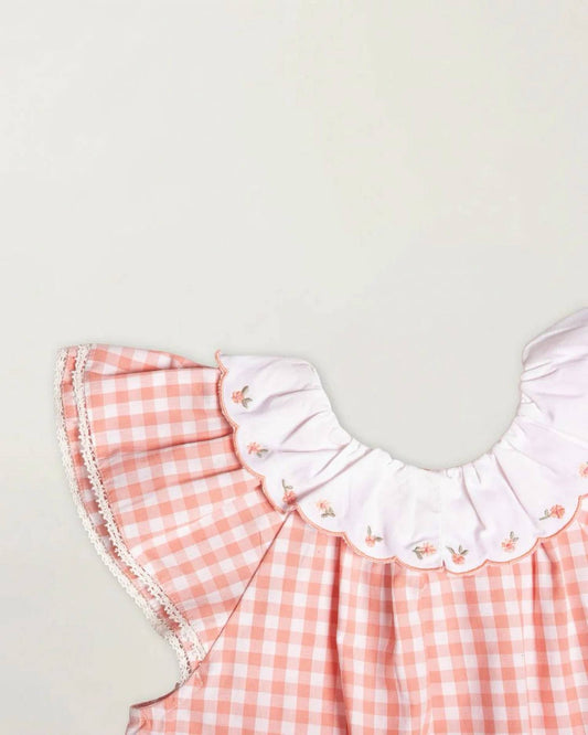Girls' Lola Gingham Ruffle Sleeves Blouse