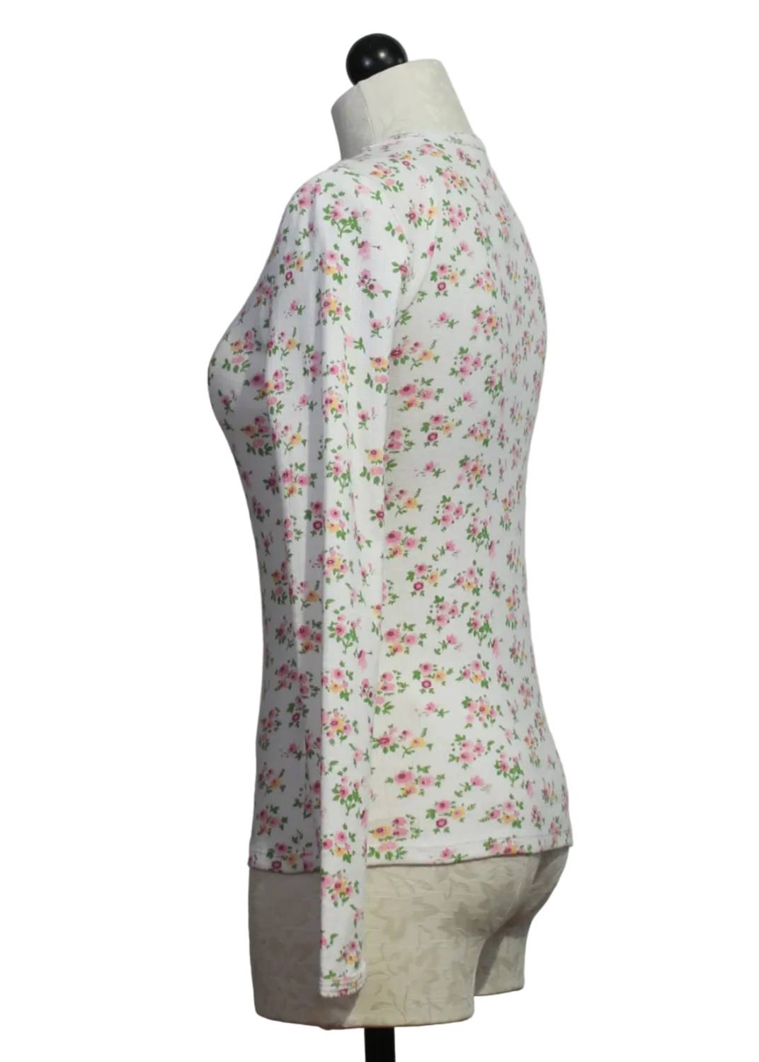 Women's Floral Pointelle Long Sleeve Crew Top