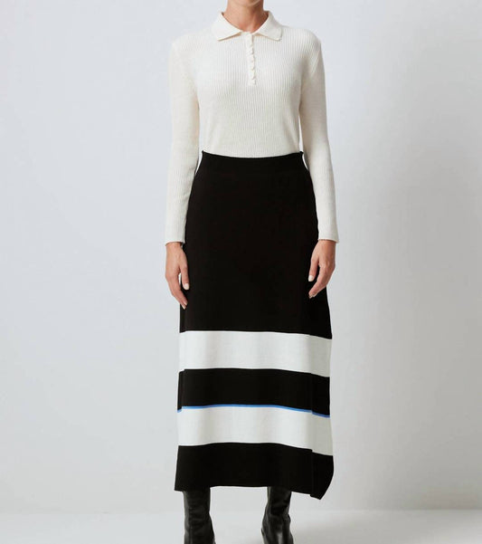 Striped Knitwear Skirt With Elastic Waist