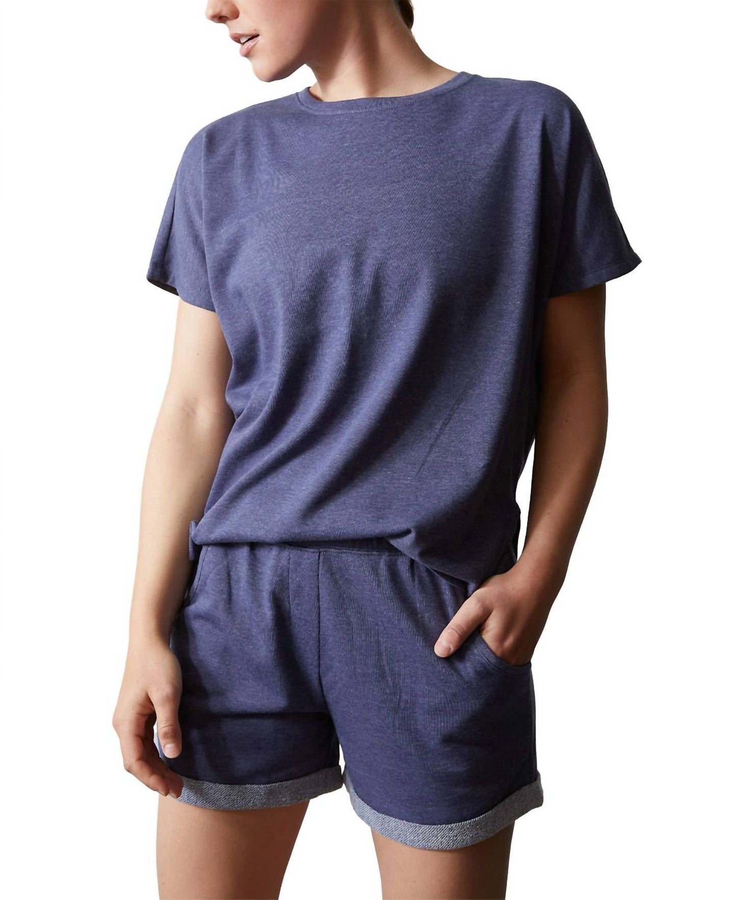 Chi French Terry Split-Back Top