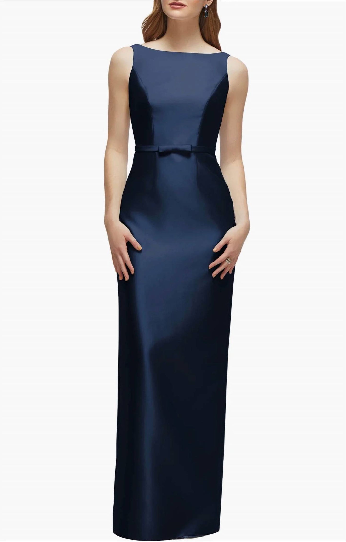 Sleeveless Bow Waist Full Length Gown