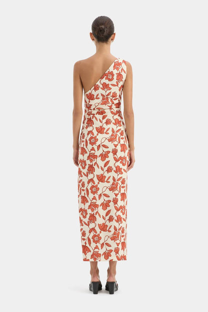 CHLOE ONE SHOULDER MIDI DRESS