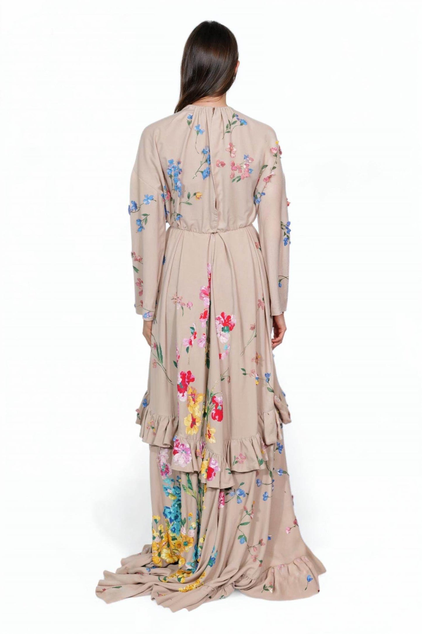 Valentino - Floral Embroidered Ruffle Hem Gown - Rack Hunt
