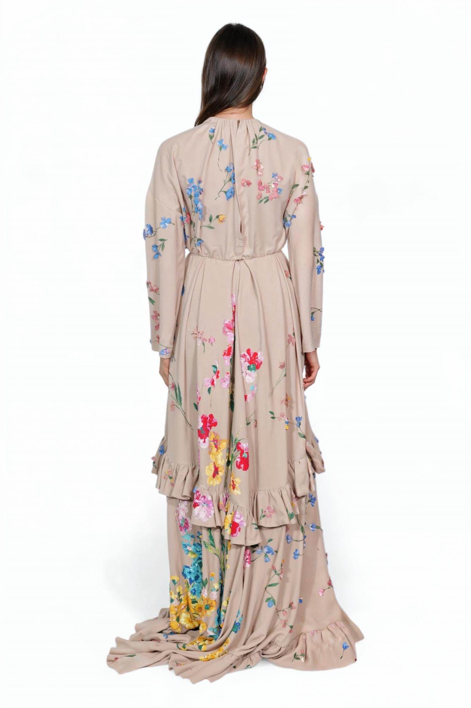 Valentino - Floral Embroidered Ruffle Hem Gown - Rack Hunt