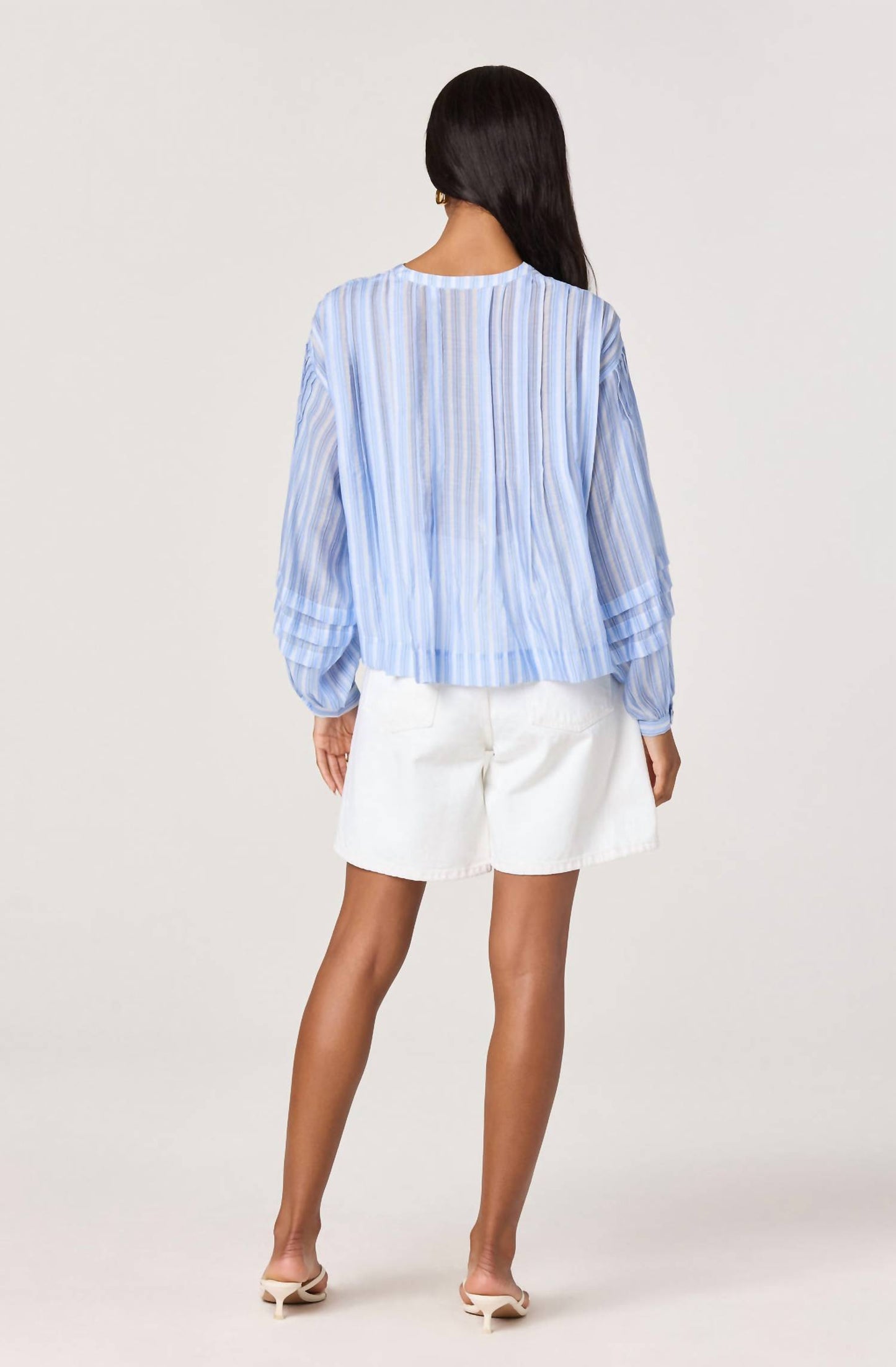 Ericka Striped Balloon Sleeve Blouse