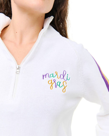 Mardi Gras Quarter Zip Sweater