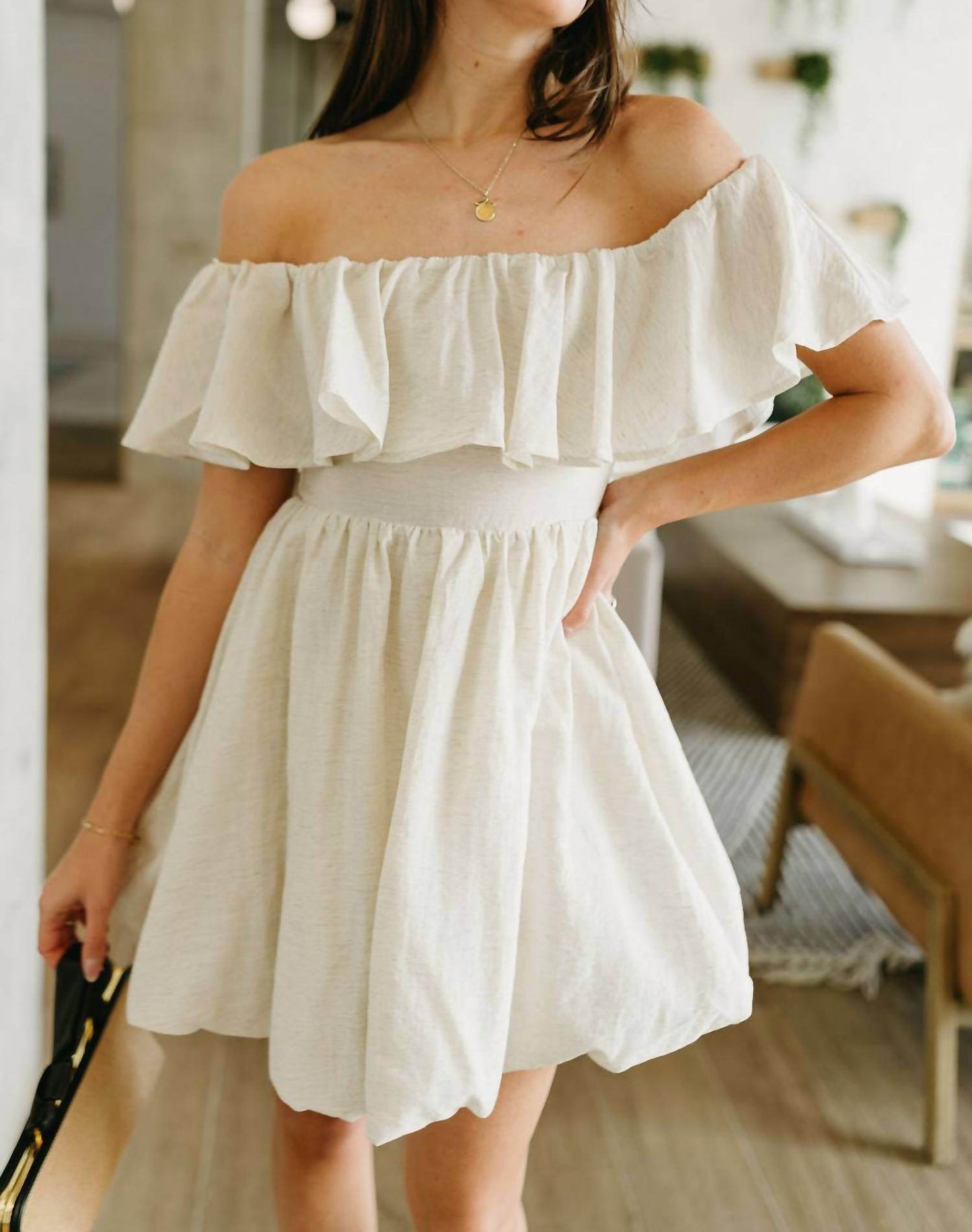 Everleigh - Alina Off-the-shoulder Bubble Mini Dress - Rack Hunt -