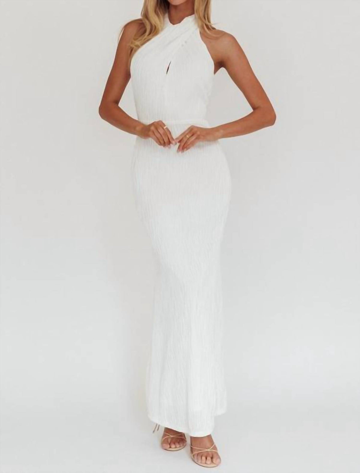 Textured Halter Maxi Dress