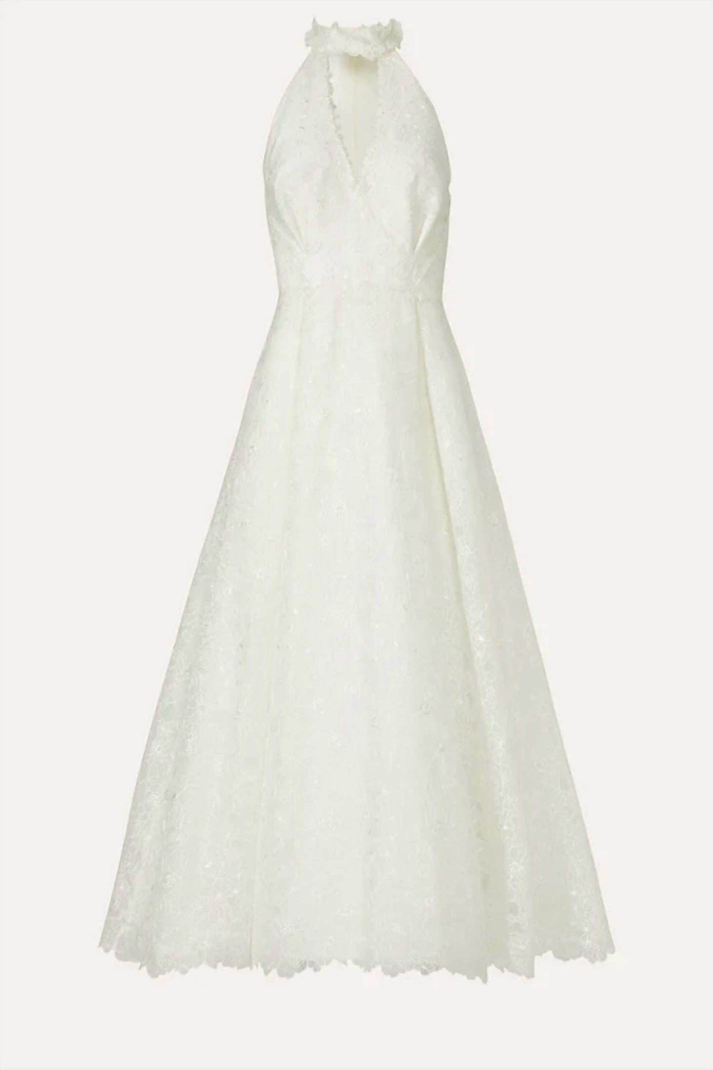 Lavinia Embroidered Organza Halter Neck Midi Dress