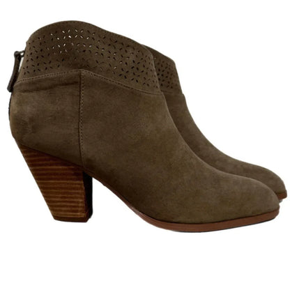 Violet & Red - Women's Lazer Cut Topline Boho Chic Heeled Bootie - Rack Hunt