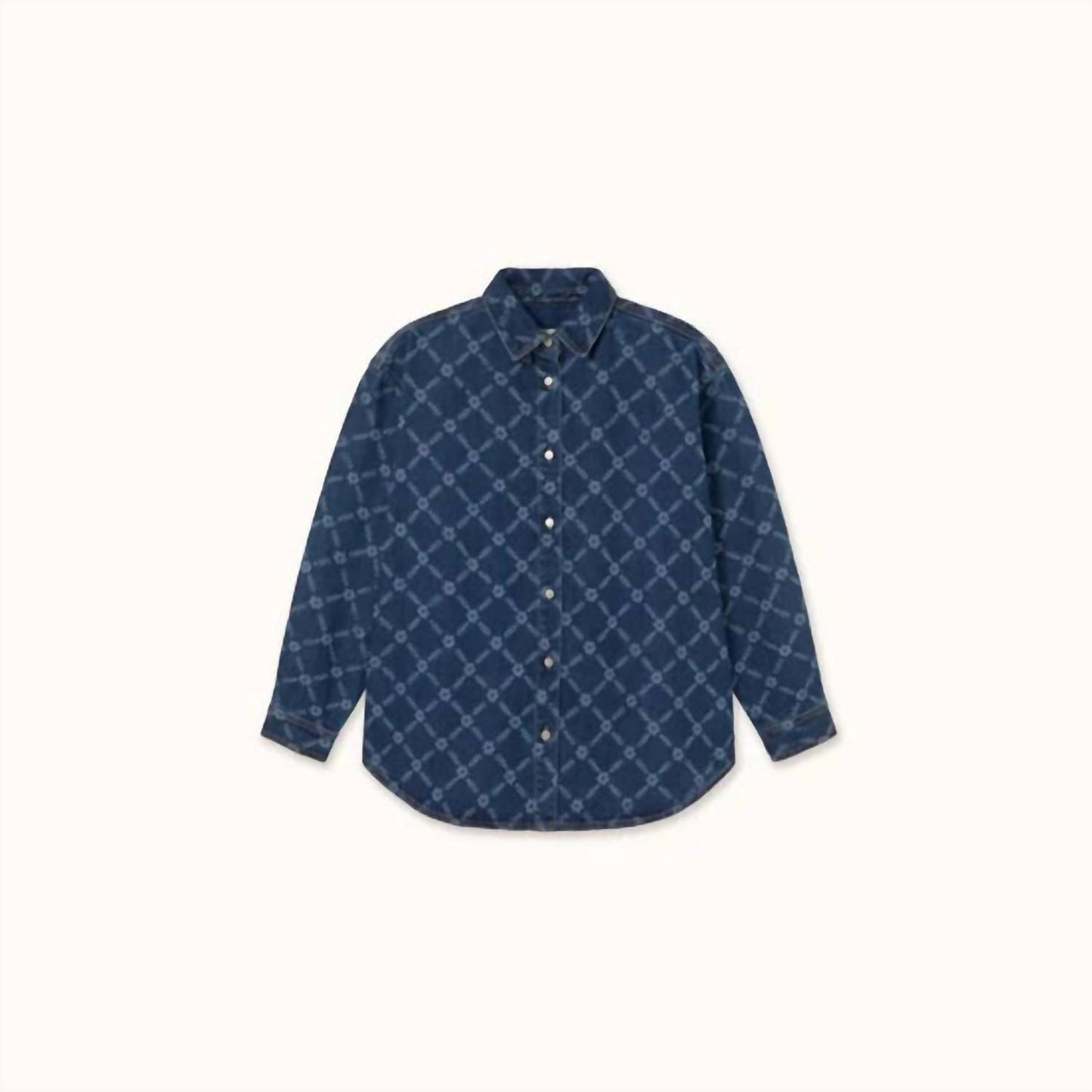 Women's Flowers Grid Denim Shirt