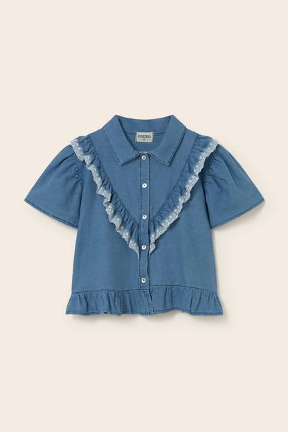 Girls Chambray Denim Blouse