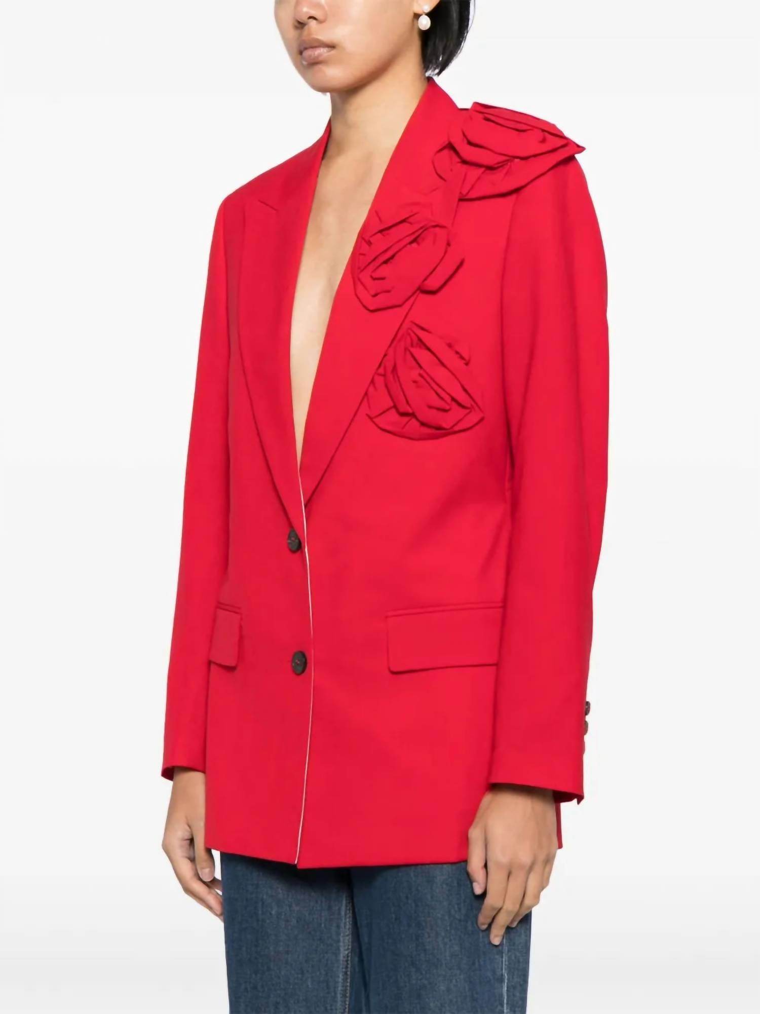 Valentino - Floral Appliqué V-neck Blazer - Rack Hunt