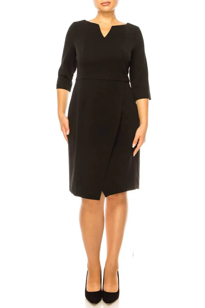 Connected Apparel - V-cut Neck 3/4 Sleeve Dress - Rack Hunt