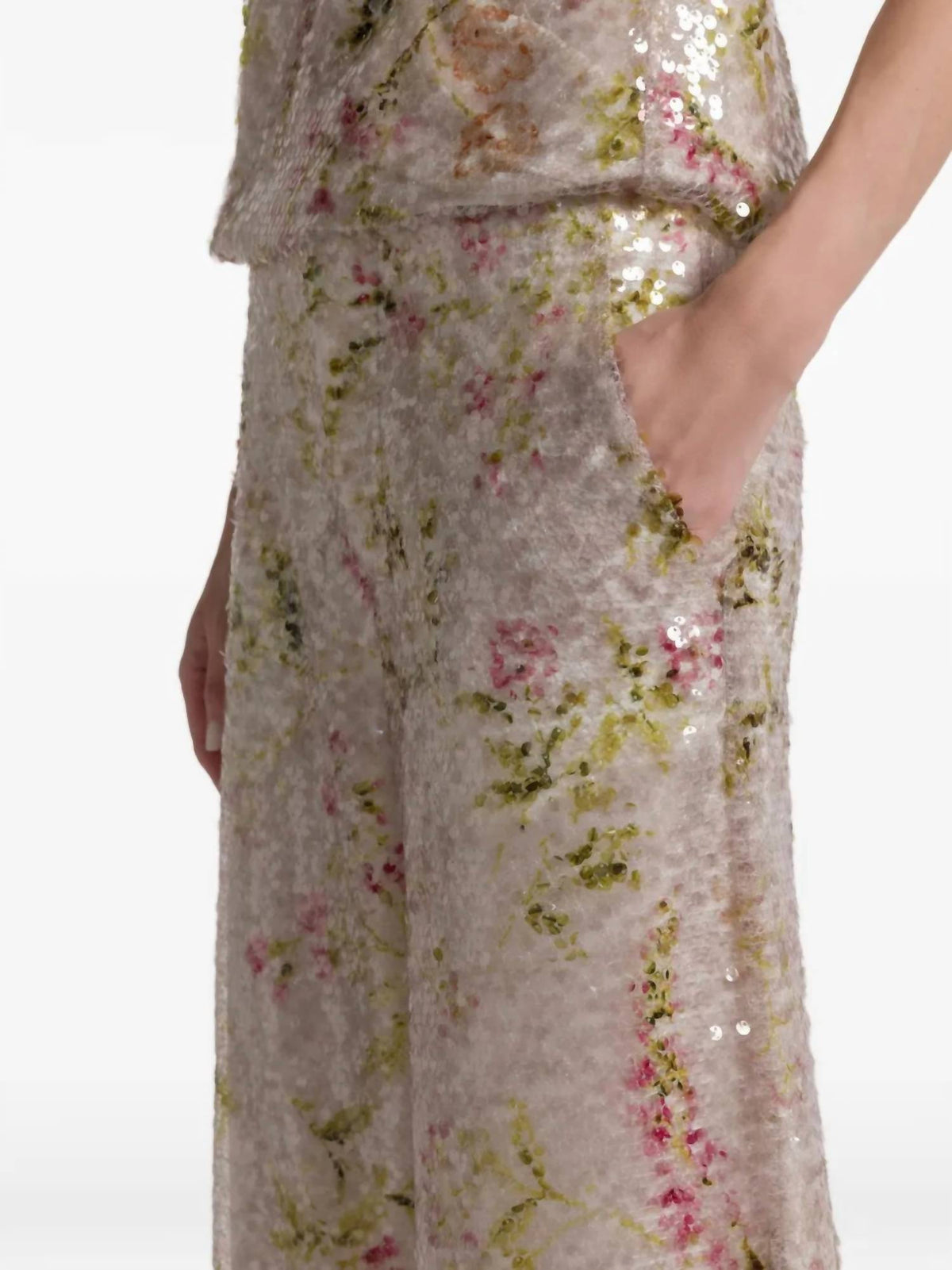 Printed Sequin Trousers