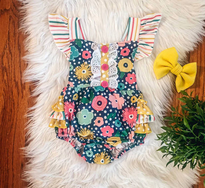 Girls Fun Floral Days Bubble Romper