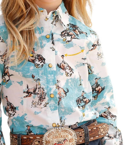 Retro Bronco Long Sleeve Western Snap Shirt
