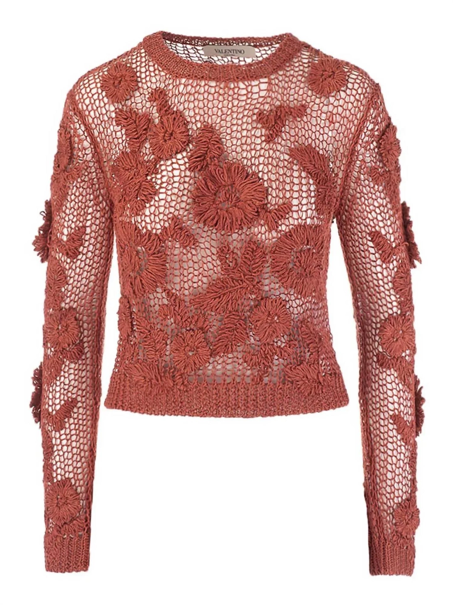 Valentino - Knit And Macramé Crewneck Sweater - alternate view - Rack Hunt