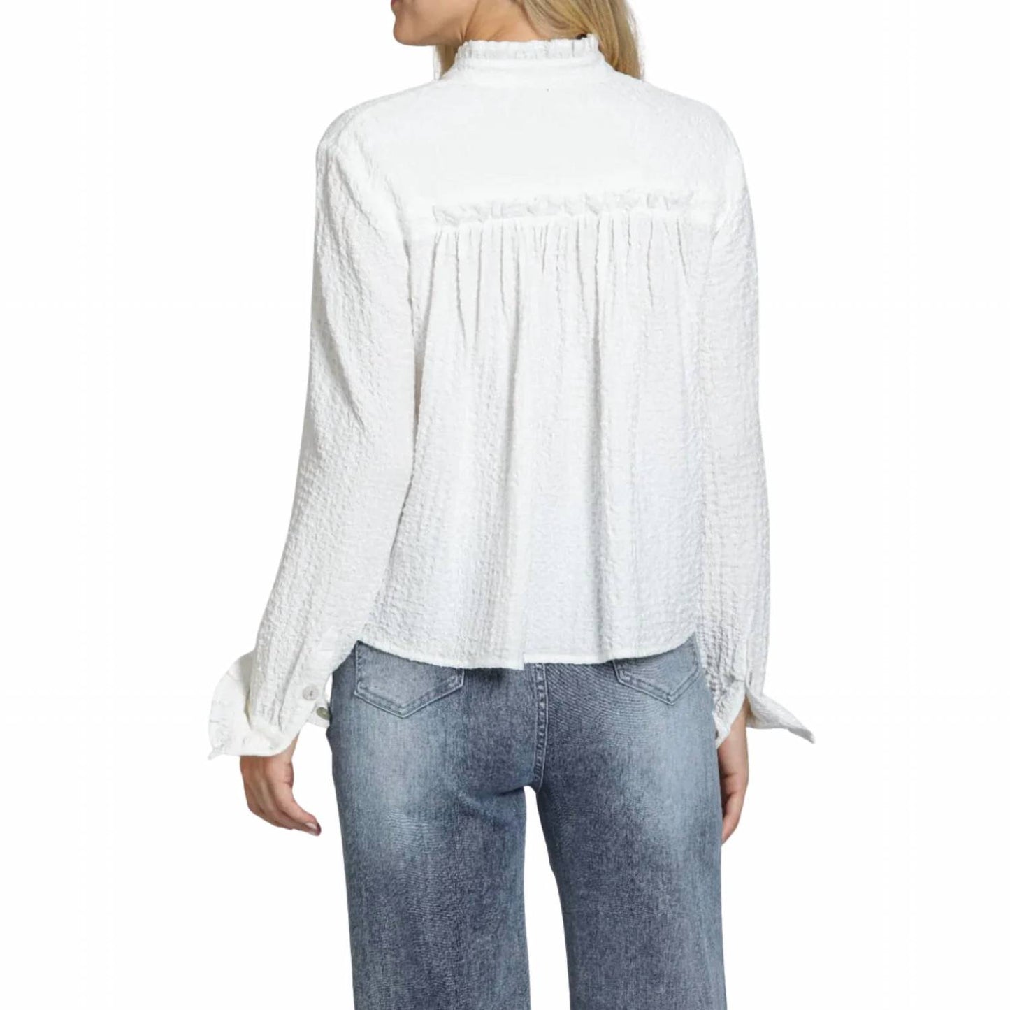 Cropped Check Shirt With Ruffle Detai