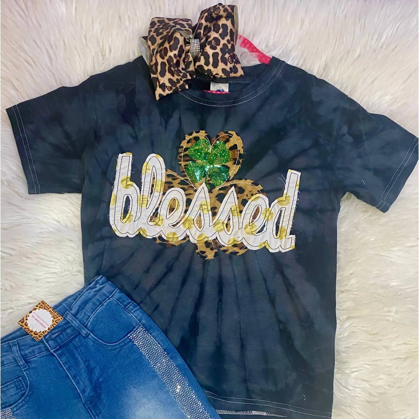 Girls Blessed Shamrock Tee