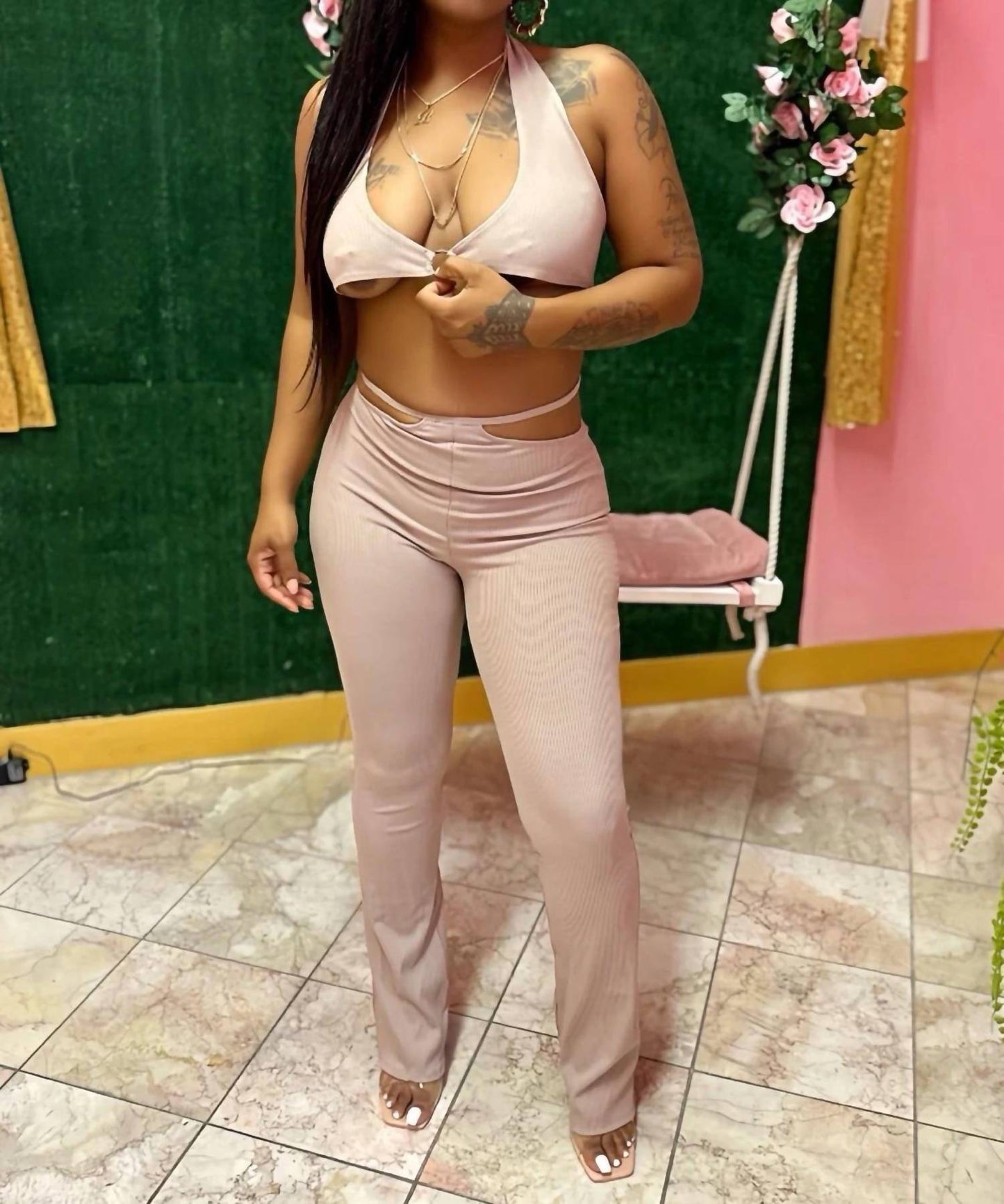 Dont Keep Me Waiting Crop Flare Pants Set