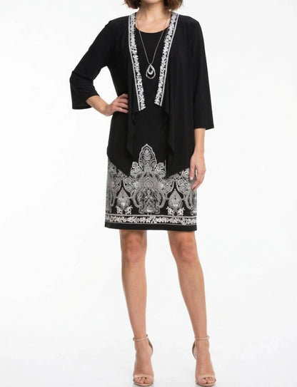 Three-quarter Sleeve Attached Jacket Dress