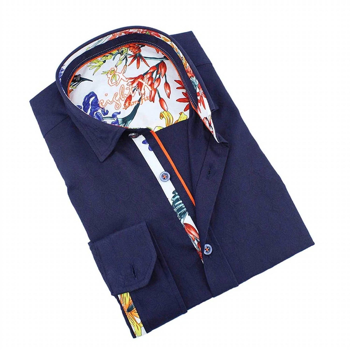 Jacquard Button Down Shirt With Floral Trim