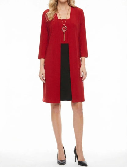 Colorblock 3/4 Sleeve Jacket Dress