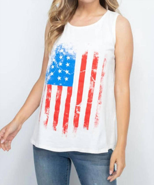 Women's Usa Flag Round Neck Tank Top