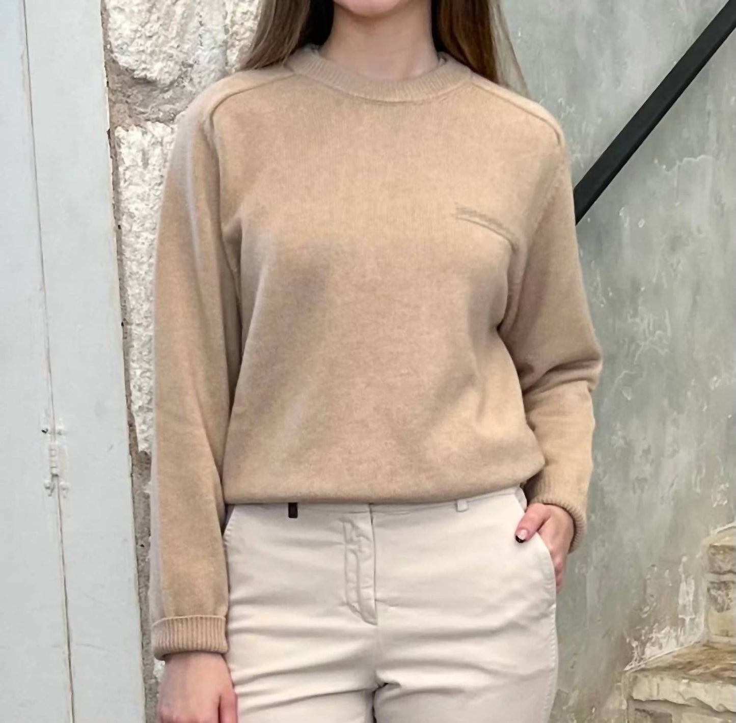 Long Sleeve Silk Cashmere Blend Knit Sweater