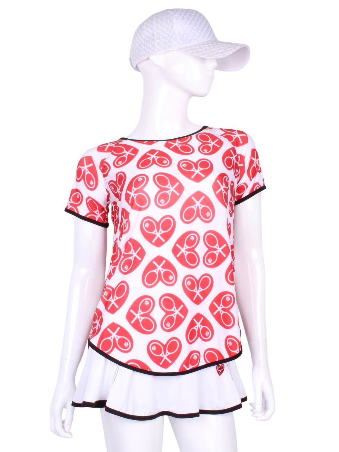 Love Love Tennis - Women's Tie Back Short Sleeve Tennis Tee - Rack Hunt -
