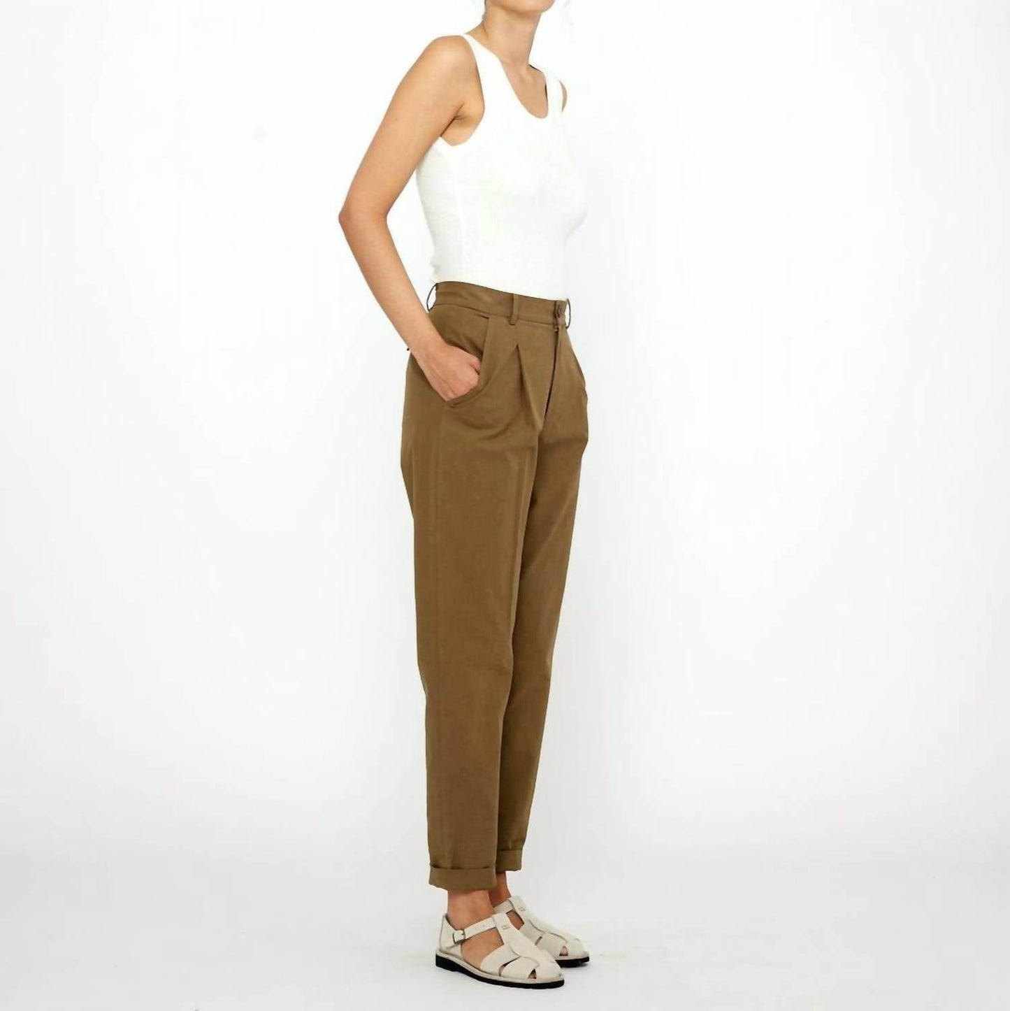 7115 by SZEKI - Linen Scoop Neck Knit Tank Top - Rack Hunt