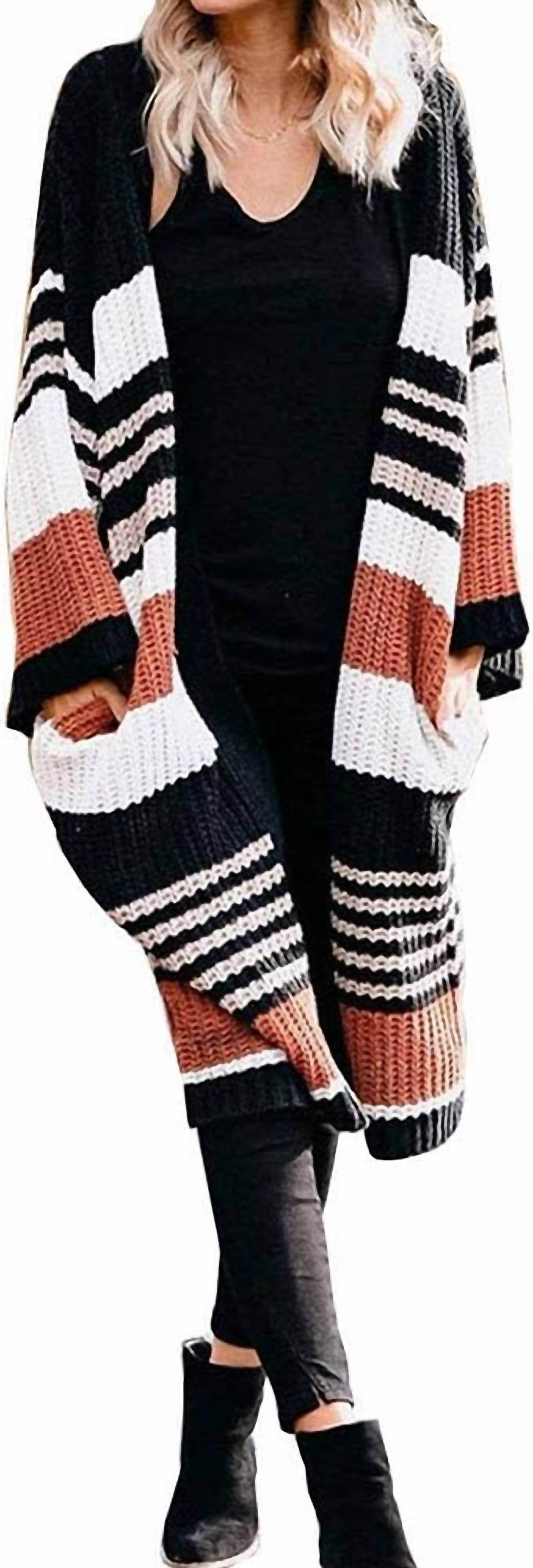 Kara and Kate - Striped Long Sweater Cardigan - Rack Hunt -