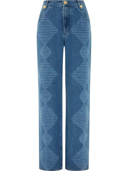 HAYLEY MENZIES - Laser Printed Cropped Wide Leg Jeans - Rack Hunt