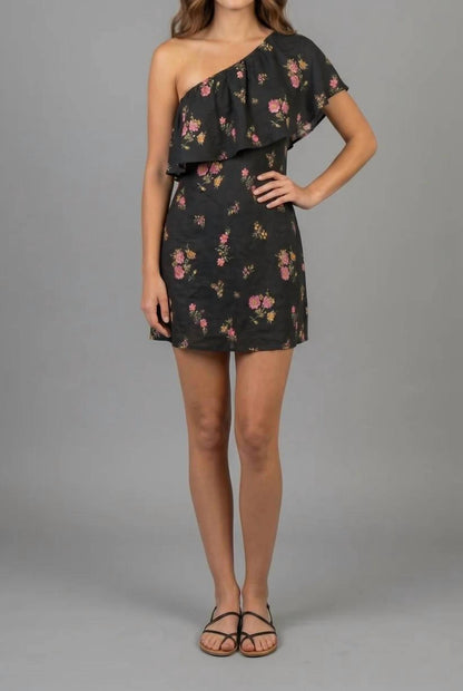 One Shoulder Floral Mini Dress