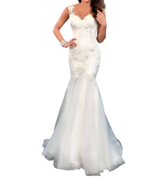 V Neck Bridal Fitted Maxi Dress