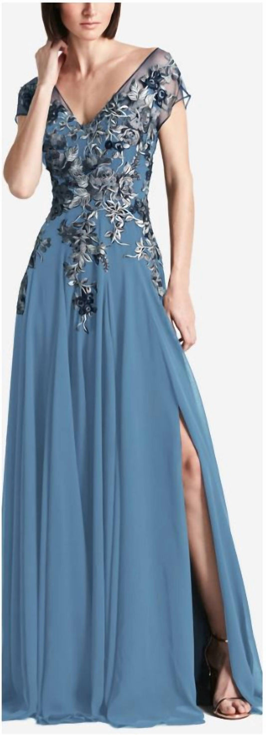 Floral Embroidered Chiffon Dress