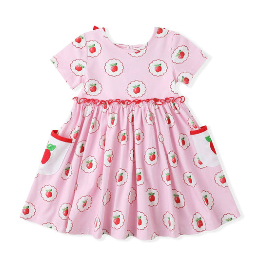Girl's Apples Pocket Dress