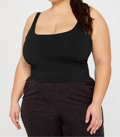 Built-in Cropped Bra Tank Top - Plus