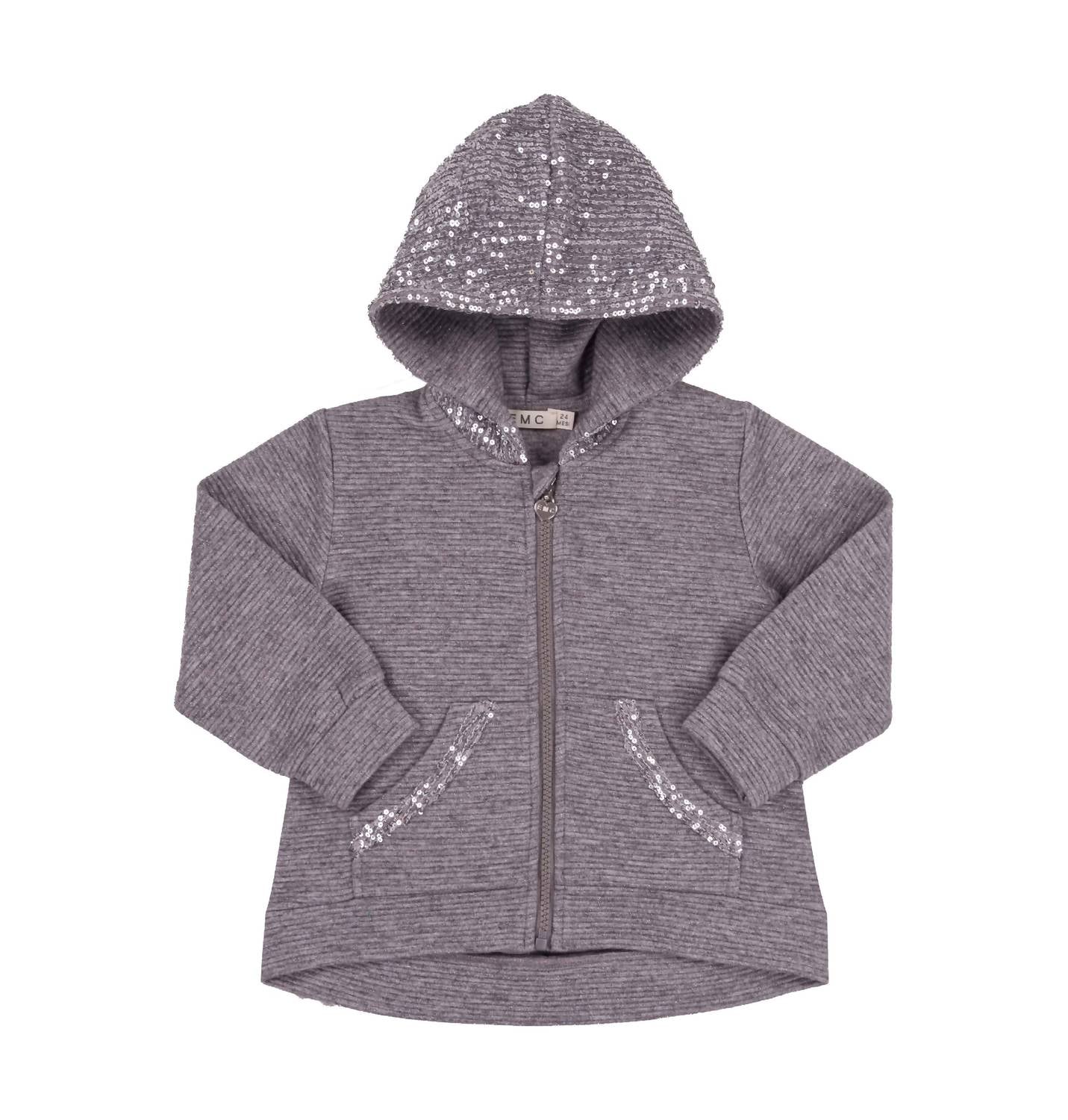 Girl's Ribbed With Sequin Hoodie
