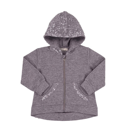Girl's Ribbed With Sequin Hoodie