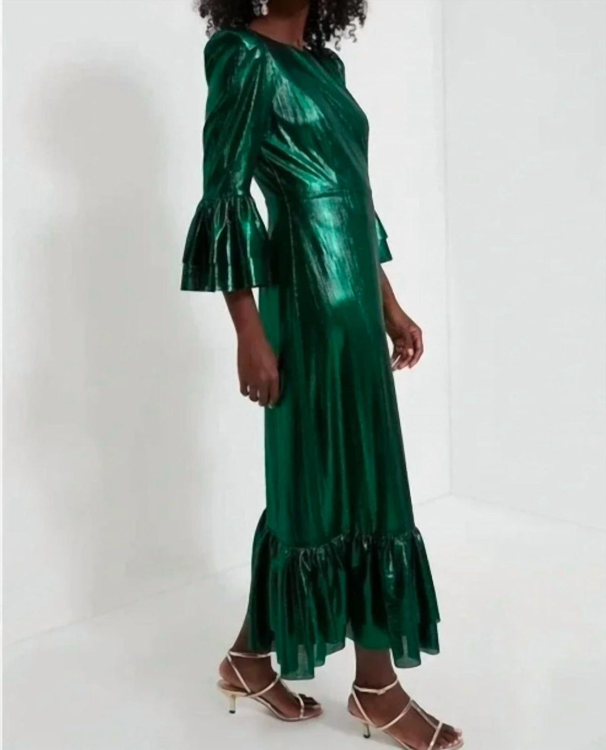 Lillith Crinkle Lurex Maxi Dress