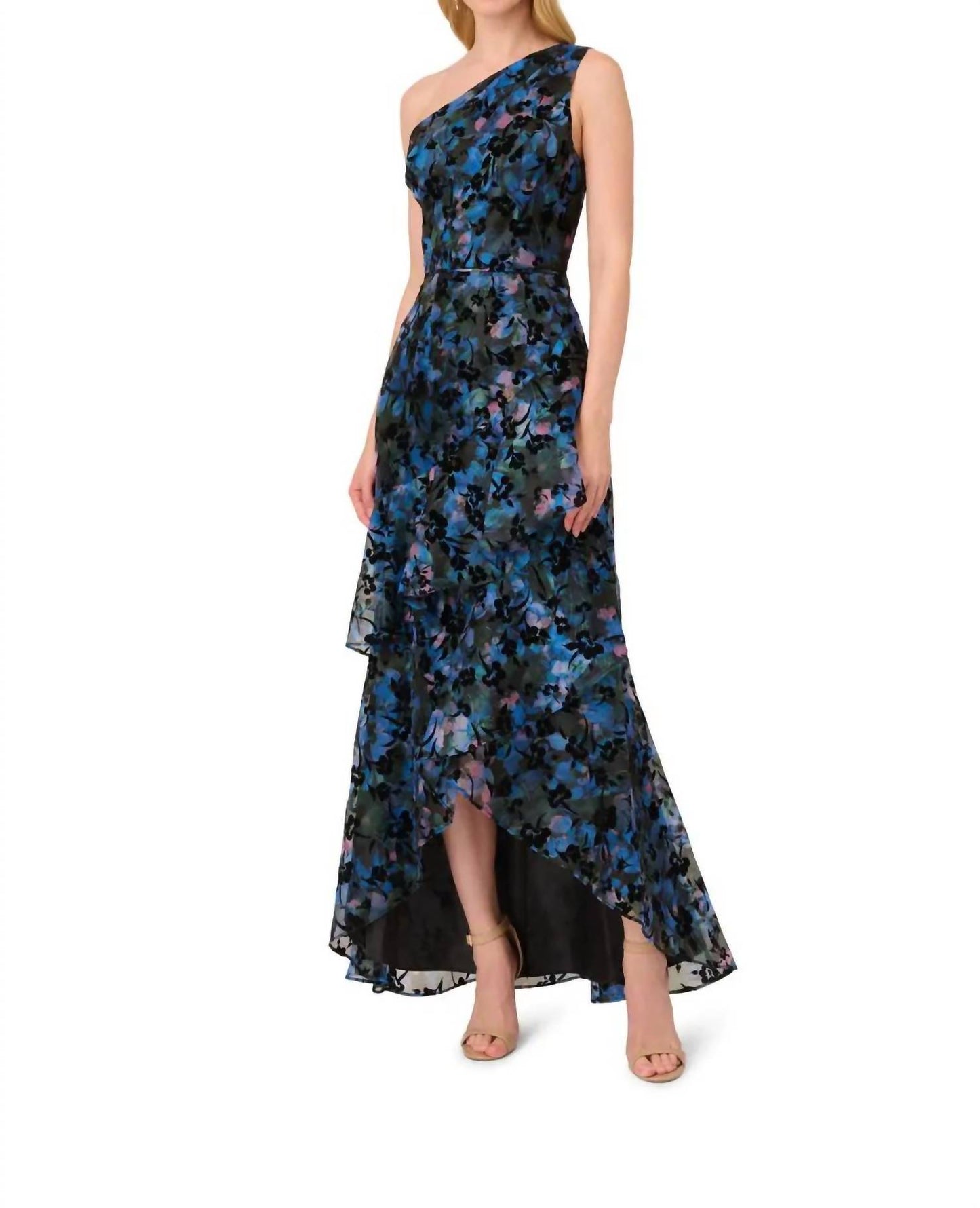 Print flocked Organza Gown