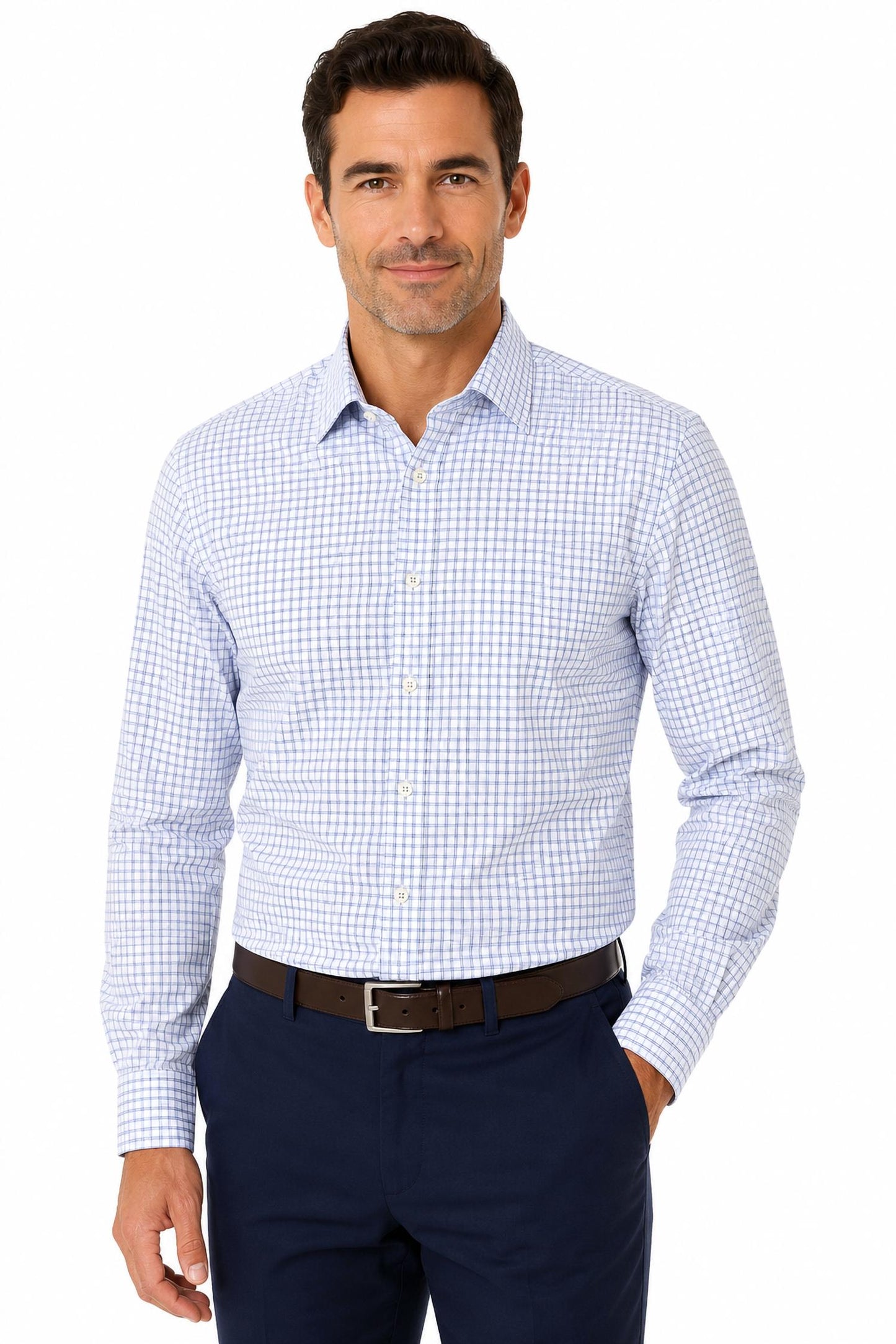 Dobby Check Long Sleeve Dress Shirt