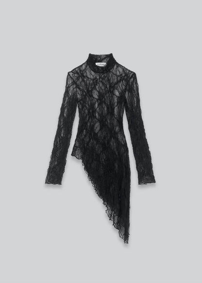 Women's Lace Asymmetric High Neck Top