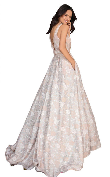 V-neckline Lace Maxi Party Dress