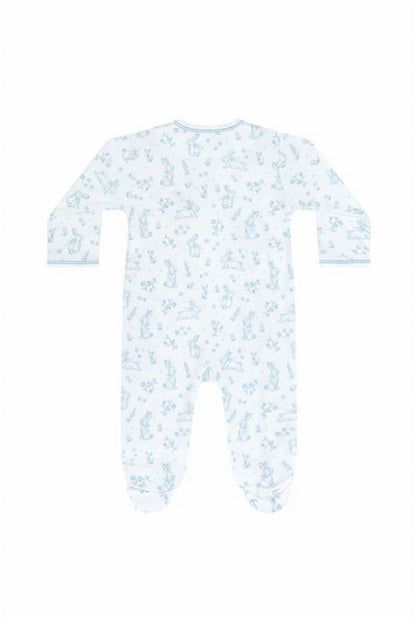 Boy's Bunny Toile Crossover Footie